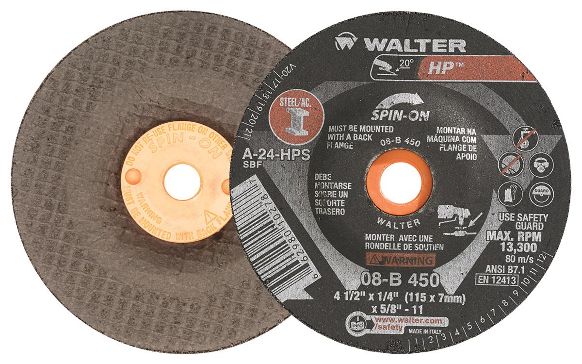 Walter 08B450 Hp Grinding Wheel Spin-On  4-1/2" X 1/4"