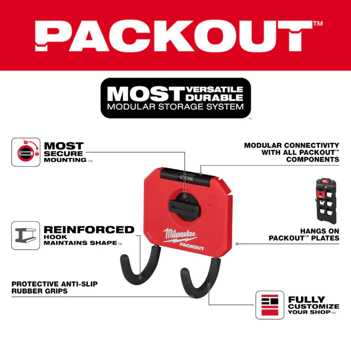 Milwaukee 48-22-8335 3 PACKOUT Reinforced Curved Hook