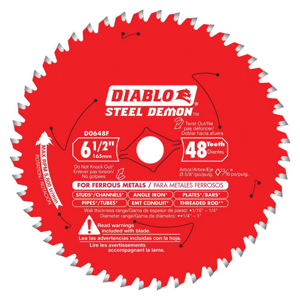 Diablo D0648F Steel Demon 11000 rpm TiCo Carbide Circular Saw Blade  6-1/2 in x 48 Teeth