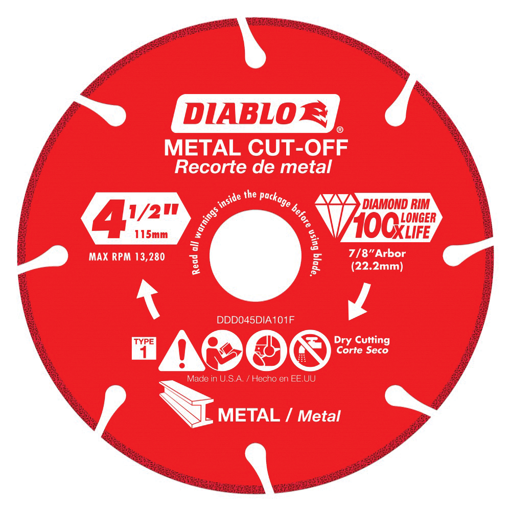 Diablo-DDD045DIA101F 13280 rpm Diamond Abrasive Heavy-Duty Plus Grade Segmented Rim Metal Cut-Off Blade
