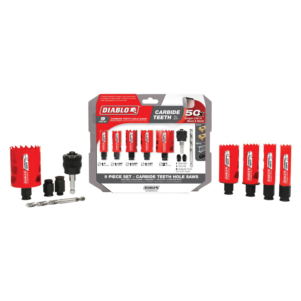 Diablo DHS09SGPCT 9-Piece Carbide Teeth Variable Cutting Edge General Purpose Hole Saw Set  1 to 2 in