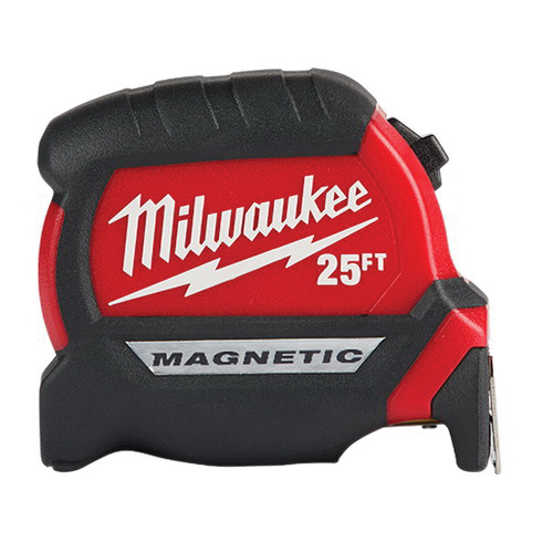 Milwaukee 48-22-0325 SAE Compact Wide Blade Magnetic Tape Measures, 25 ft x 1 in