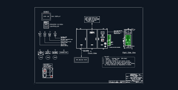 Image of Computer Screen Showing AutoCAD 3-Bay Electrical Schematic Model